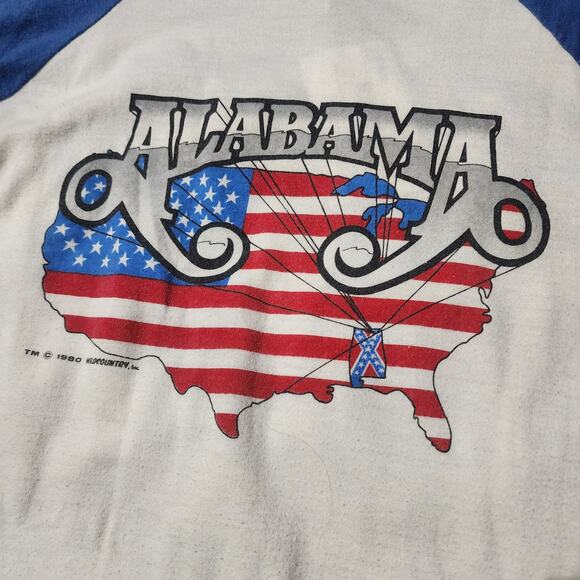 Vintage Alabama Mountain Music Tour 1982 Raglan Band Tee Made in USA S - Picture 4 of 7